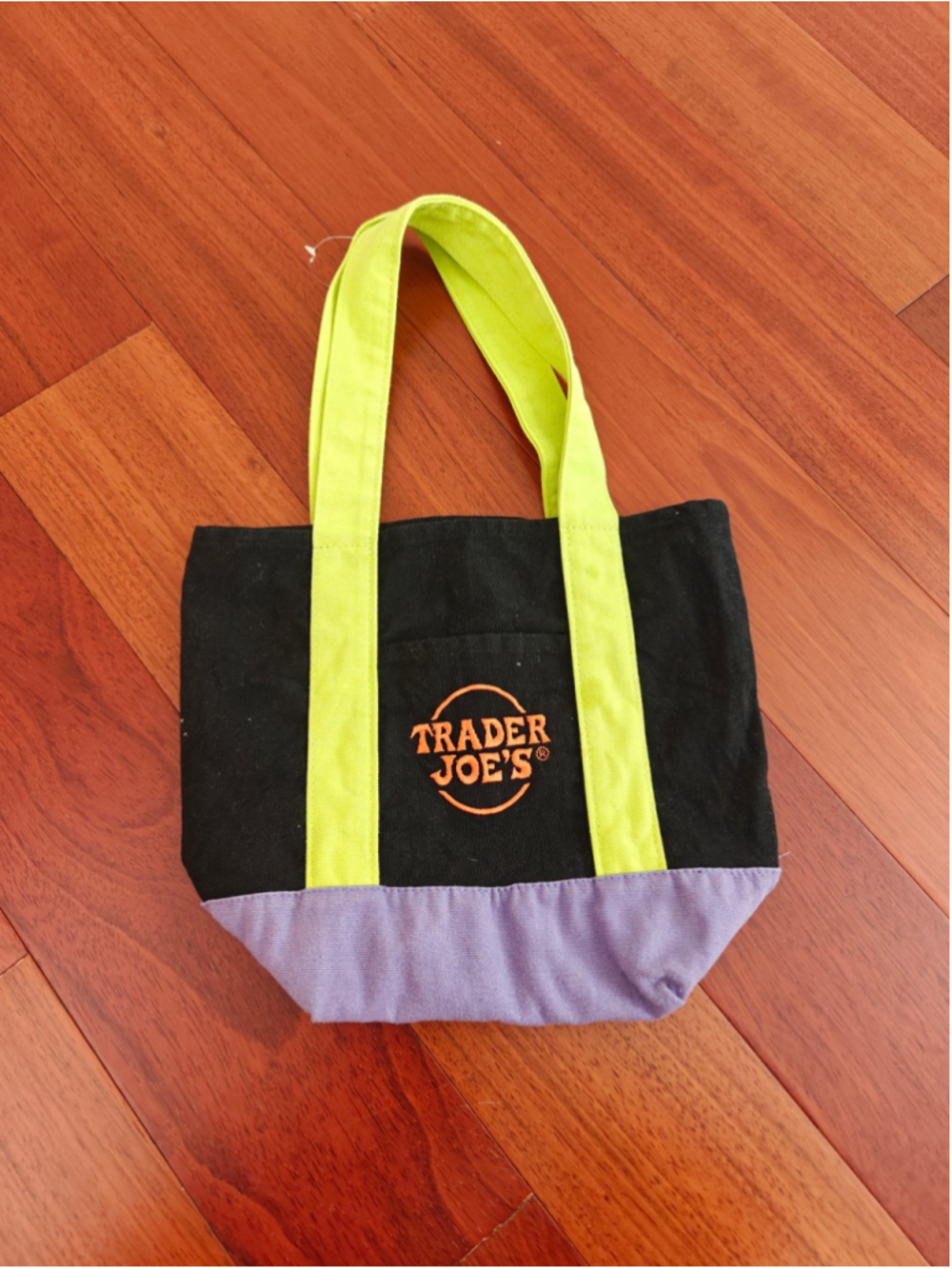 Women's Trader Joe's Tote Bag One Size Black Lime Green Purple